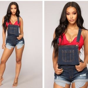Denim Overall Shorts (M)